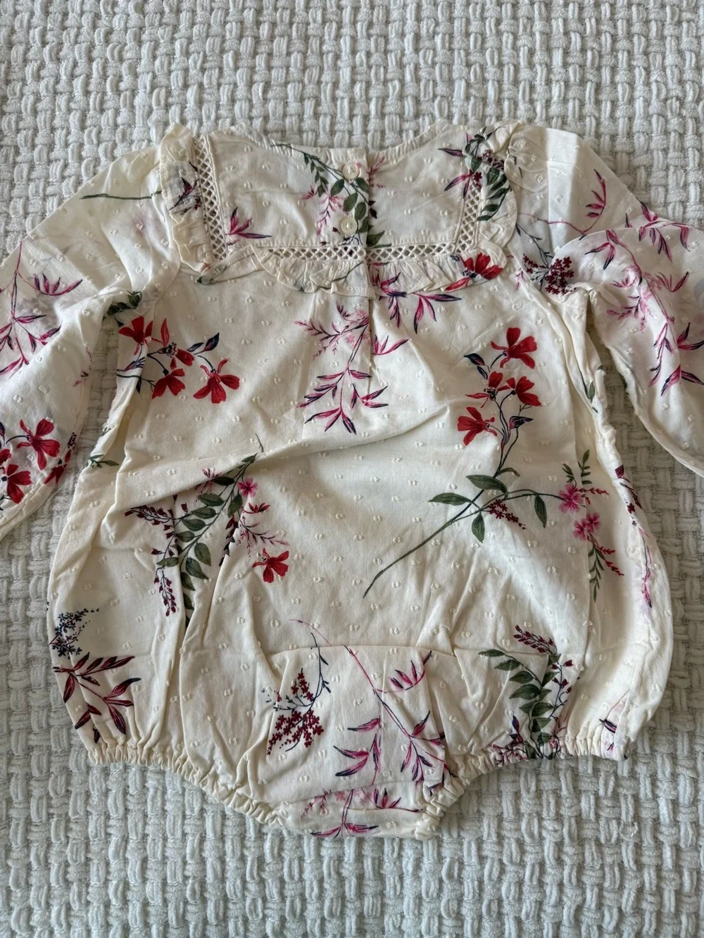 Old Navy Cream Floral Long-Sleeve Baby Romper